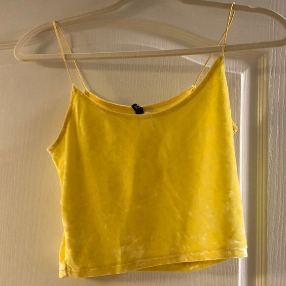 Divided/H&M Small Velour Yellow Crop Top - Picture 4 of 9